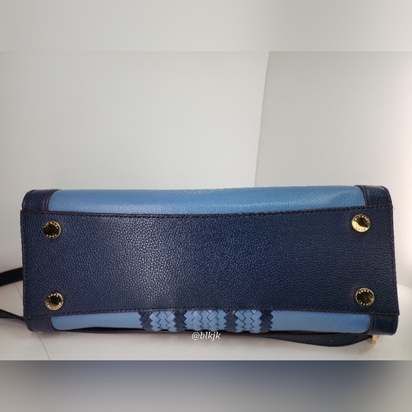 Michael Kors Karson Large Leather Satchel And Wallet Set *Denim/Navy* EUC - Picture 6 of 17